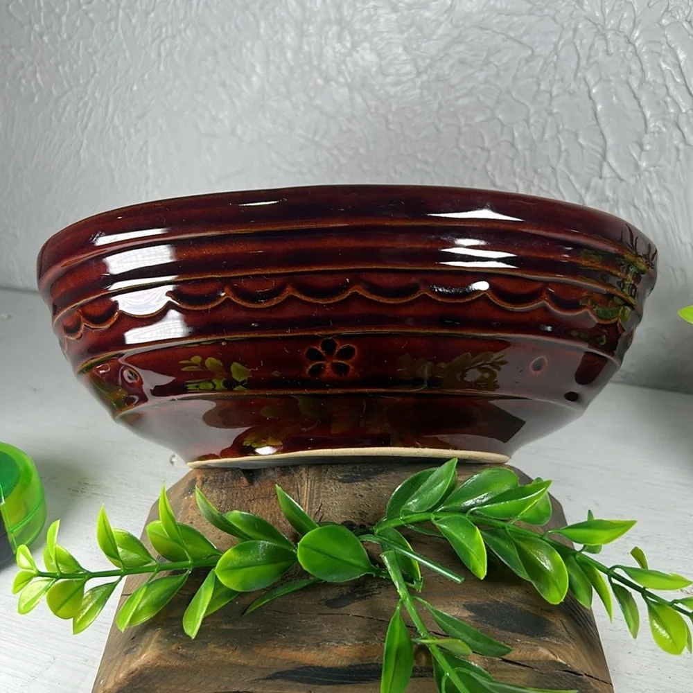 Marcrest Daisy Dot Divided Stoneware Serving Dish Bowl VTG Farmhouse Country